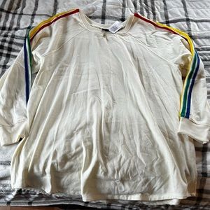 Torrid Fleece Tunic Sweatshirt Rainbow/ Ivory NWT Sz 3